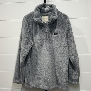 Simply Southern Sherpa Pullover Gray Quarter Zip Fleece Size L